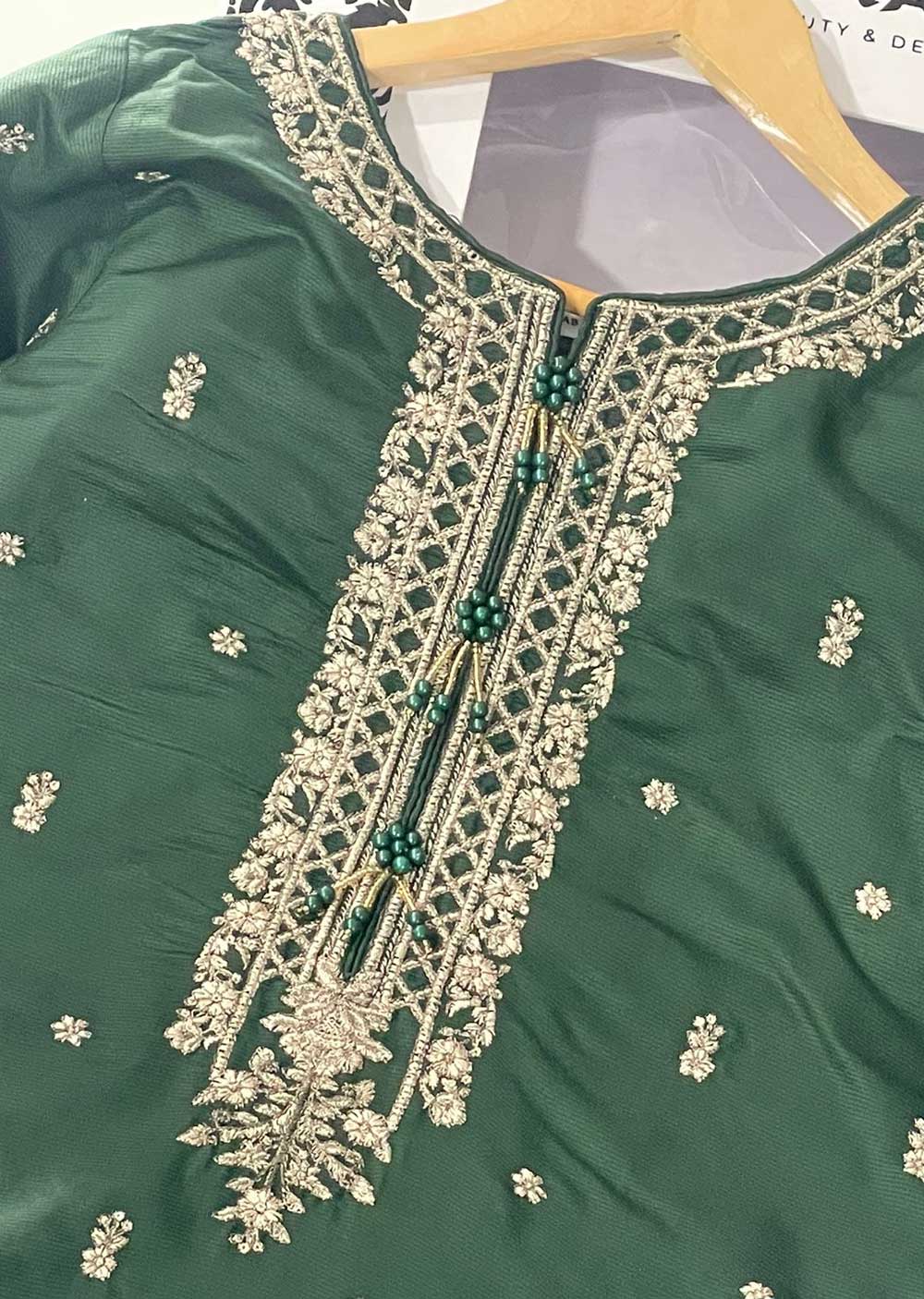 KLD314 / KLD1009 Dinah - Green Readymade Khadi Net Suit - Memsaab Online