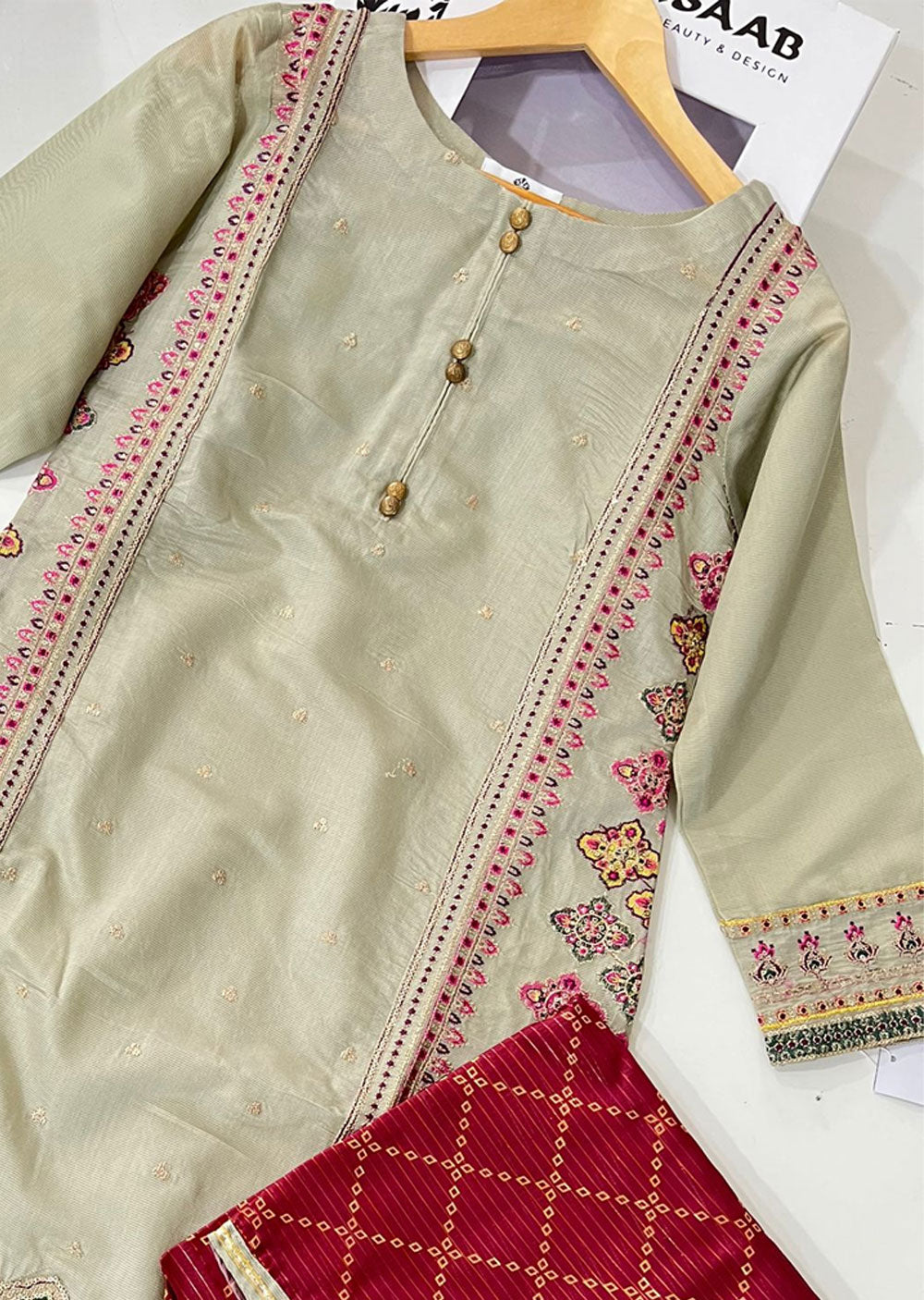 KLD301 Zimal - Mint Readymade Khadi Net Suit - Memsaab Online