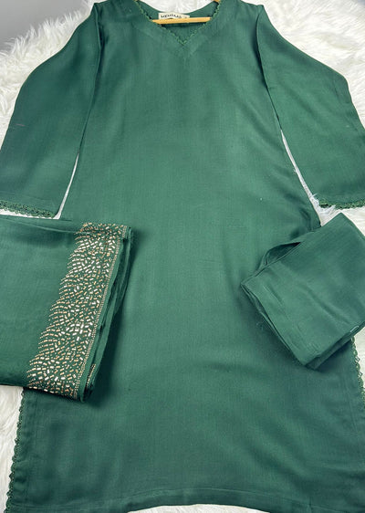 SMR3118- Dark Green - Wool winter suit Suit 2024 - Memsaab Online