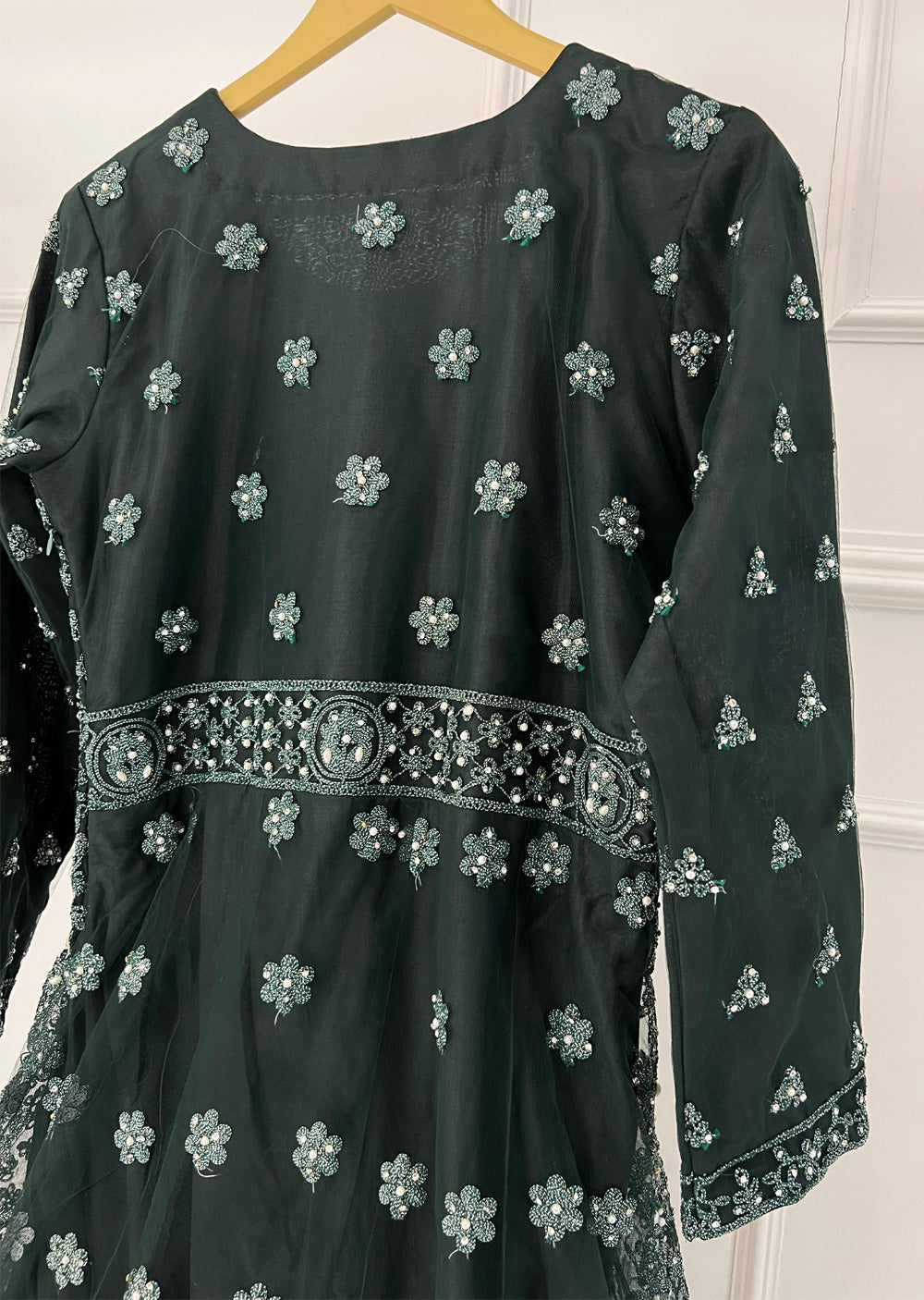 RH2112 Riya - Green Fancy Net Maxi Dress - Memsaab Online