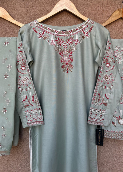 HK279 - KASHF - Green Linen Oufit - Mummy n Me - Memsaab Online