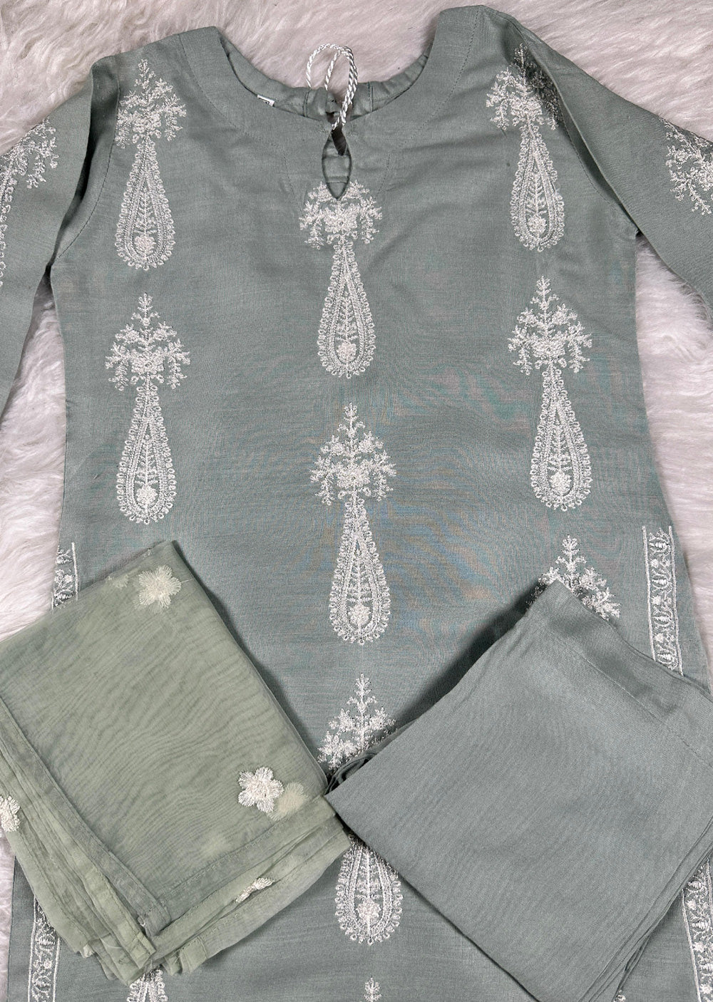 HK299 - Green - Readymade - Mother & Daughter Linen Outfit 2025 - Memsaab Online