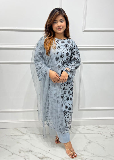 RGZ3004 Readymade Grey Mummy n Me Sequence Suit - Memsaab Online