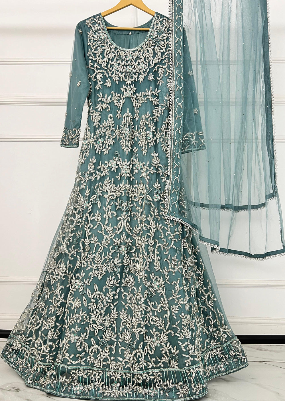 RH2106 Simran - Grey Fancy Long Gown - Memsaab Online