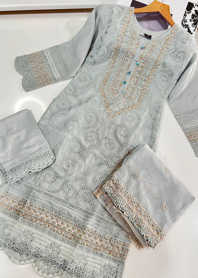 BP1112 Grey Readymade Organza Suit - Memsaab Online