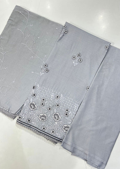 OP15202 Grey Unstitched Garima Cotton Suit - Memsaab Online