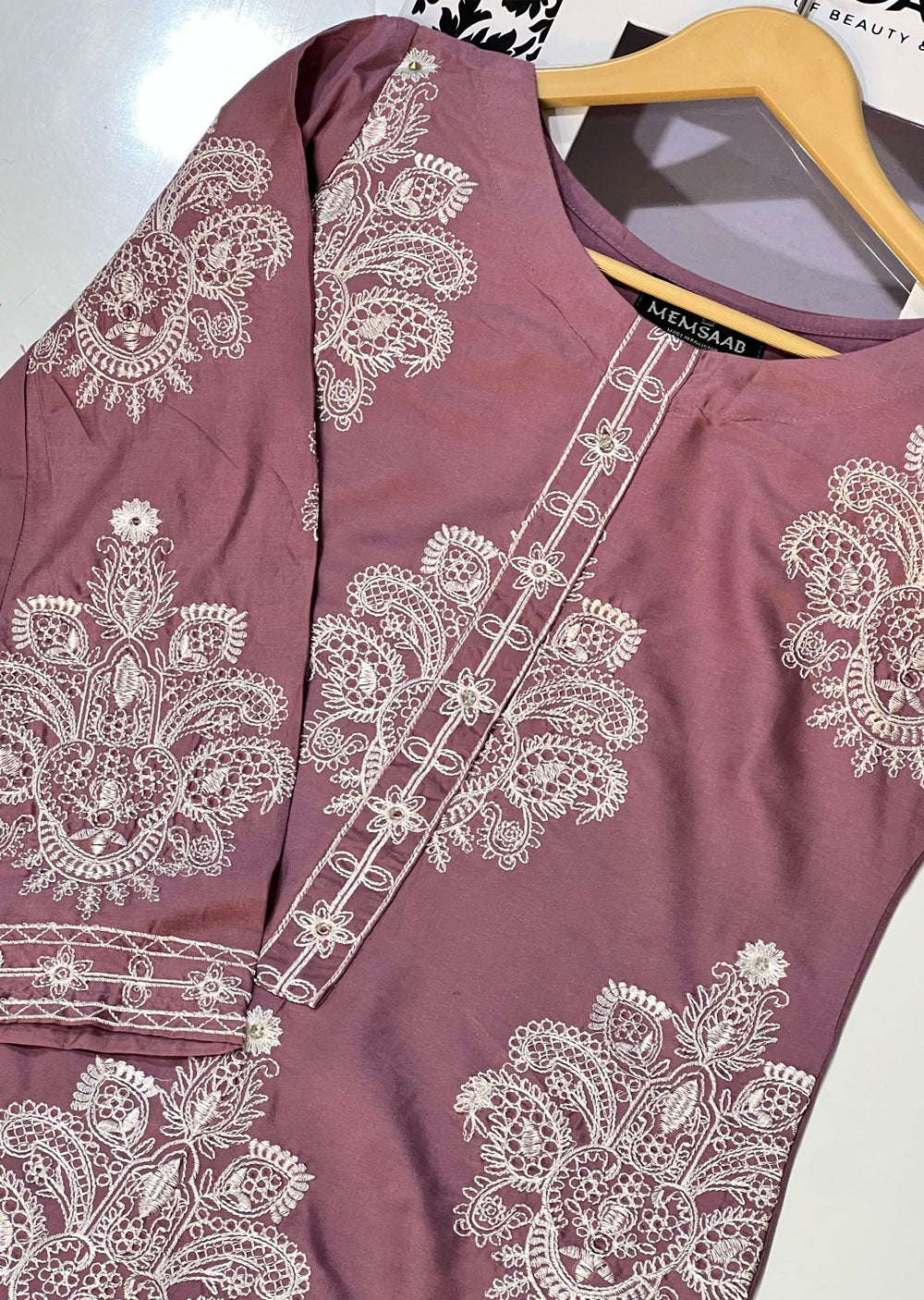 HK255 Dilreva - Pink Readymade Long Kameez Outfit - Memsaab Online