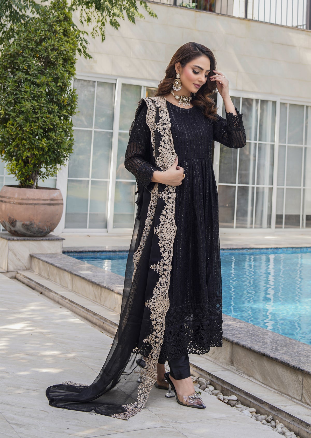 HK318 - Readymade Chiffon Outfit 2025 - Memsaab Online