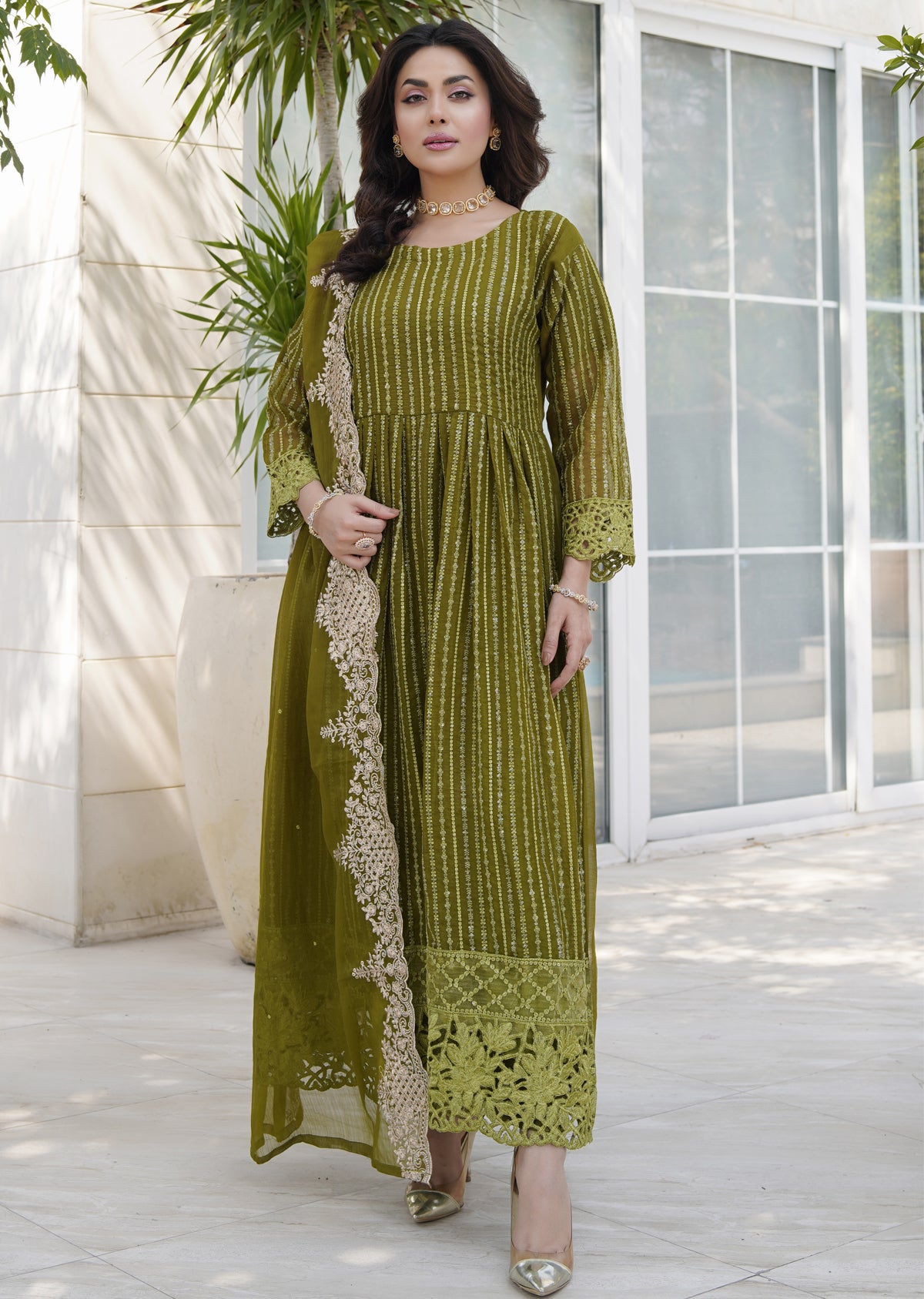HK318 - Readymade Chiffon Outfit 2025 - Memsaab Online