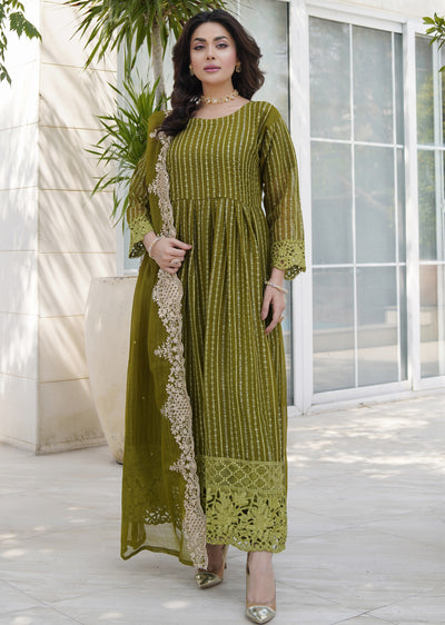 HK318 - Readymade Chiffon Outfit 2025 - Memsaab Online