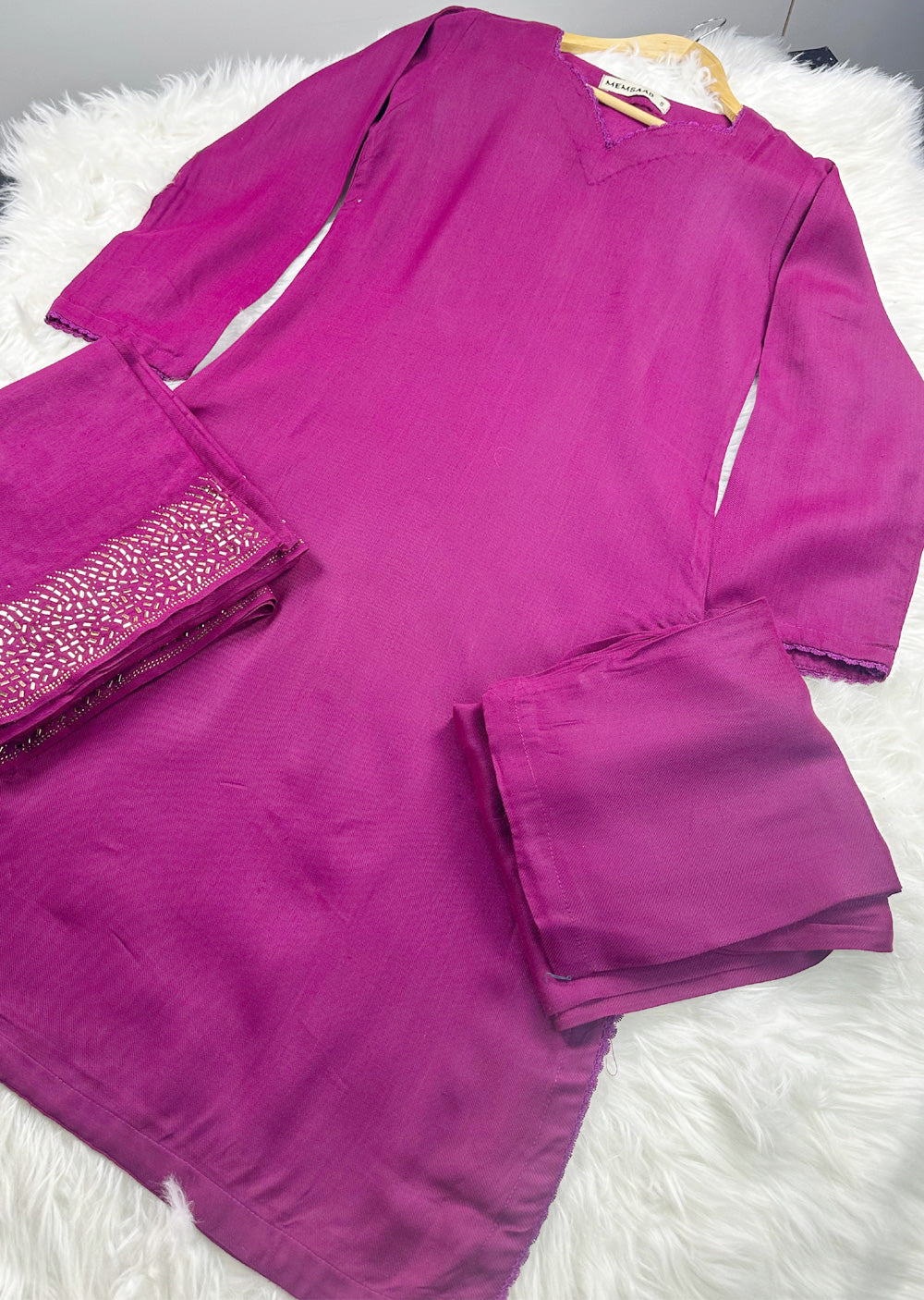 SMR3118- Hotpink - Wool winter suit Suit 2024 - Memsaab Online