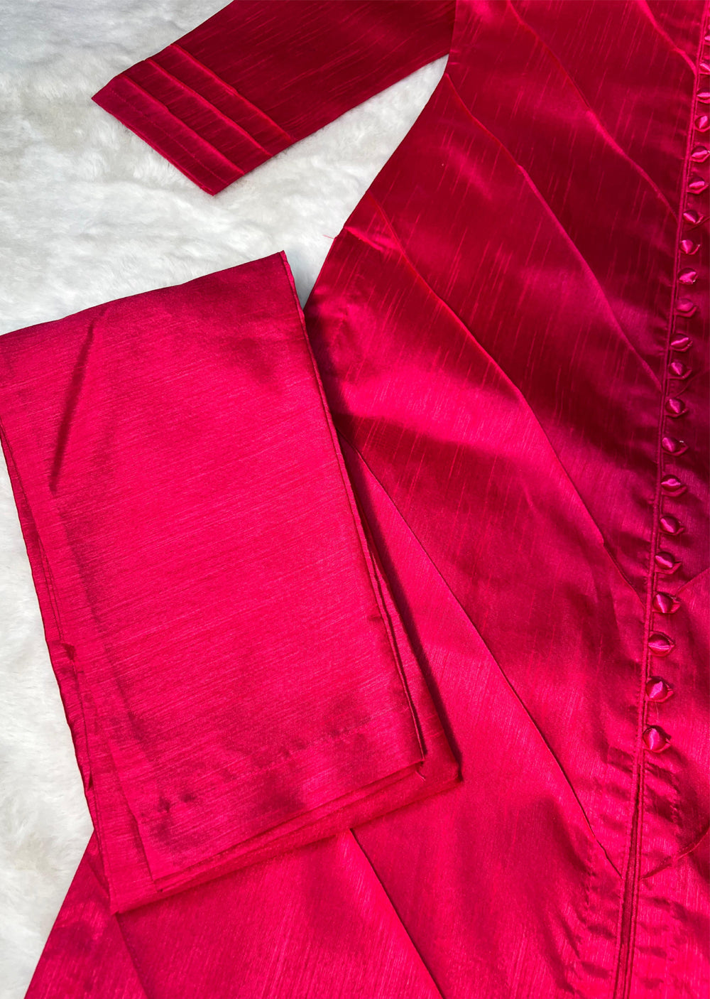 HK275 Rubru - Hot Pink Handpainted Duppatta Suit - Memsaab Online