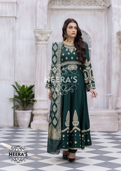 HSS-15 Mahrani Readymade Green Dress - Memsaab Online