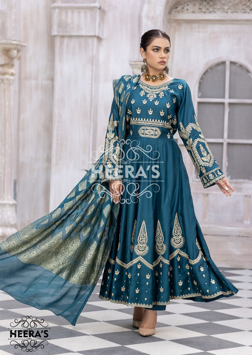 HSS-15 Mahrani Readymade Teal Dress - Memsaab Online