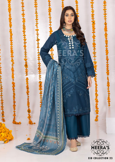 HSS-41 Readymade Teal Lawn Suit - Memsaab Online