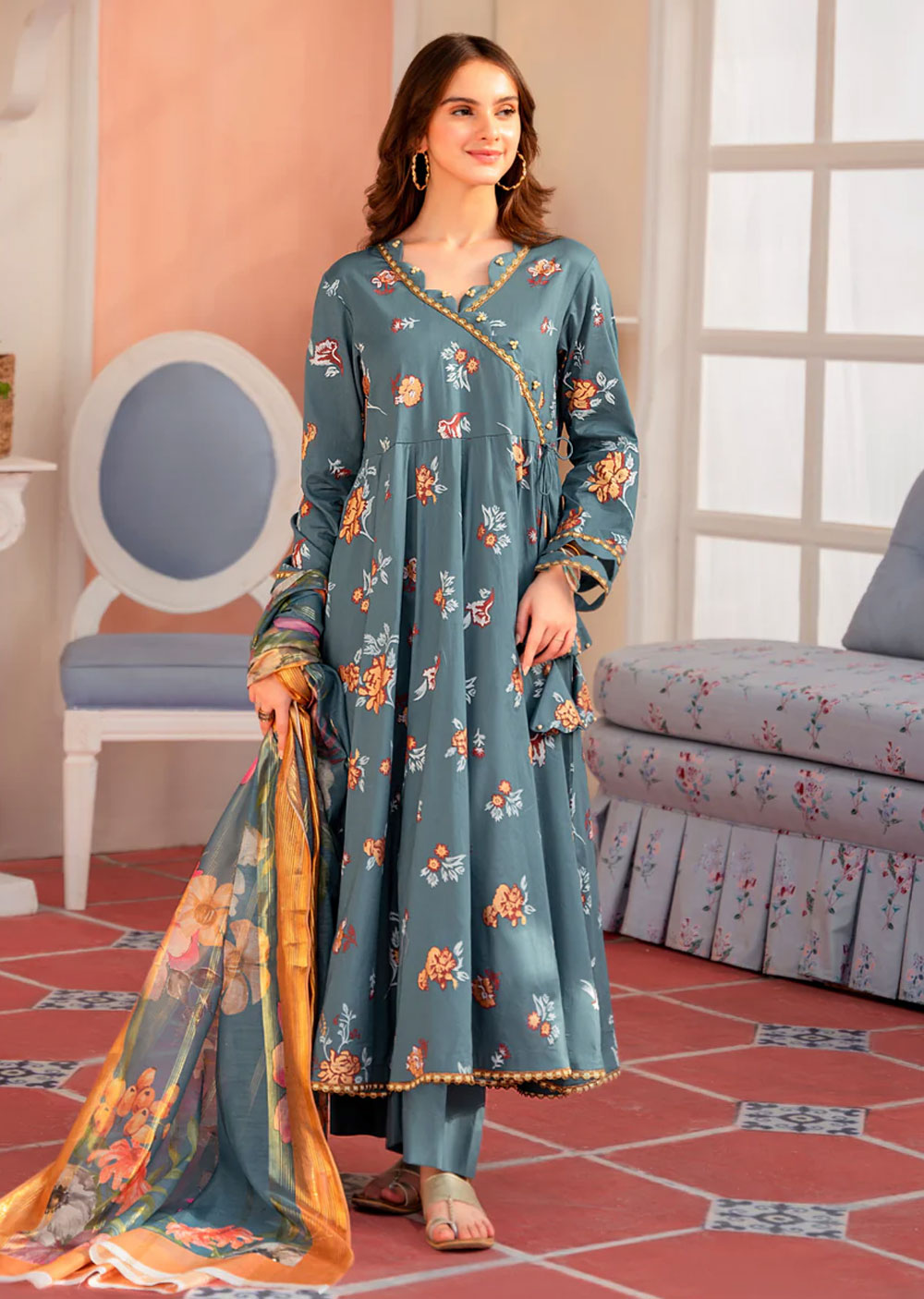 Huma Readymade 3 Piece Cotton Lawn Suit - Memsaab Online