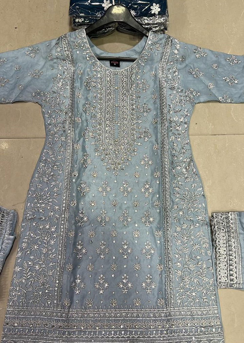 BP1206 - Ice Blue - Readymade Posh Suit 2024 - Memsaab Online