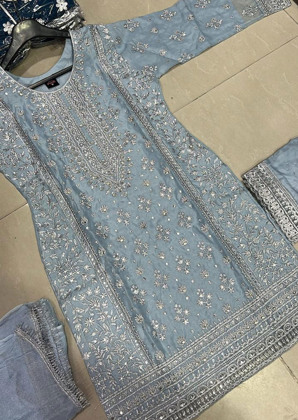 BP1206 - Ice Blue - Readymade Posh Suit 2024 - Memsaab Online