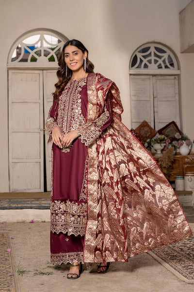 RGZ7104 - Rangz Linen Suit Organza Scarf - Memsaab Online