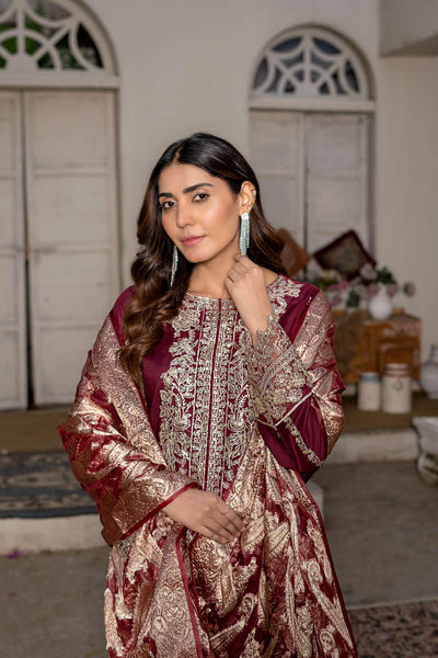 RGZ7104 - Rangz Linen Suit Organza Scarf - Memsaab Online