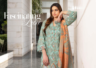 MSSL-03 Turquoise Munira Digital lawn Suit - Memsaab Online