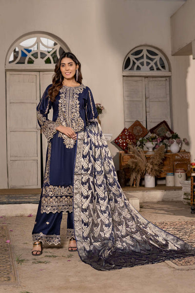 RGZ7104 - Rangz Linen Suit Organza Scarf - Memsaab Online