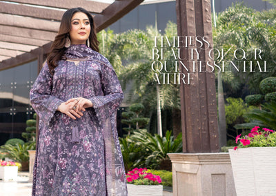 MSSL-01 Purple Munira Digital lawn Suit - Memsaab Online