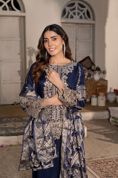 RGZ7104 - Rangz Linen Suit Organza Scarf - Memsaab Online