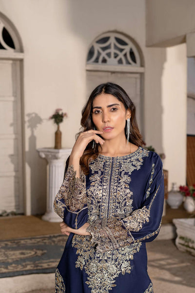 RGZ7104 - Rangz Linen Suit Organza Scarf - Memsaab Online