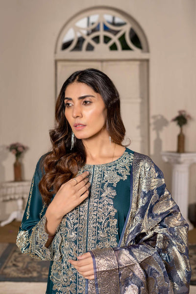RGZ7104 - Rangz Linen Suit Organza Scarf - Memsaab Online