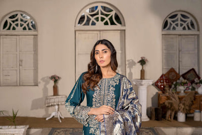 RGZ7104 - Rangz Linen Suit Organza Scarf - Memsaab Online