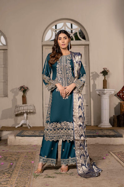 RGZ7104 - Rangz Linen Suit Organza Scarf - Memsaab Online