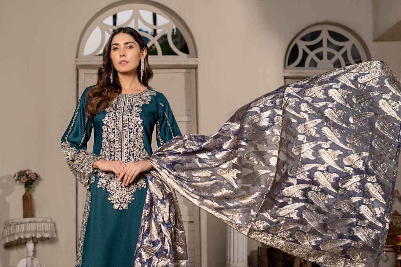 RGZ7104 - Rangz Linen Suit Organza Scarf - Memsaab Online