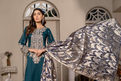 RGZ7104 - Rangz Linen Suit Organza Scarf - Memsaab Online