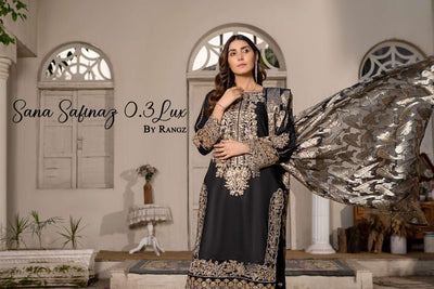 RGZ7104 - Rangz Linen Suit Organza Scarf - Memsaab Online