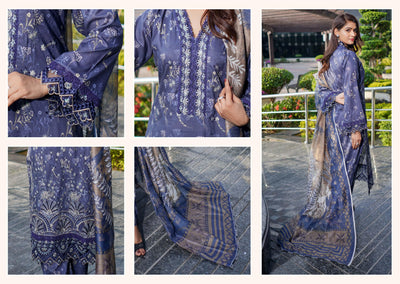 MSSL-06 Blue Munira Digital lawn Suit - Memsaab Online