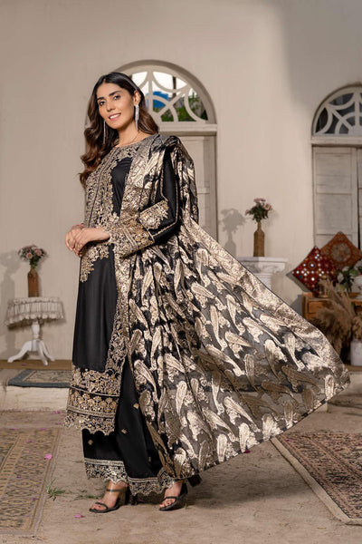 RGZ7104 - Rangz Linen Suit Organza Scarf - Memsaab Online