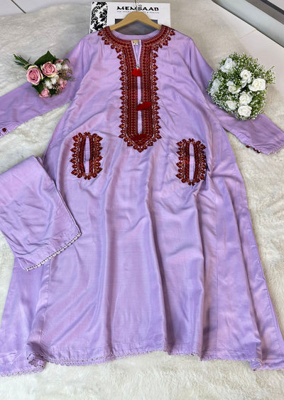 RGZ4014 Aera - Lilac Readymade 2 Piece Linen Suit - Memsaab Online