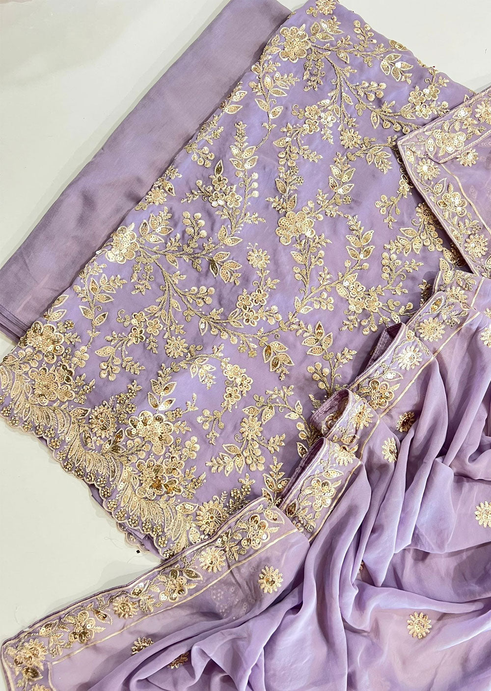 OP5064 Lilac Unstitched Georgette Suit - Memsaab Online