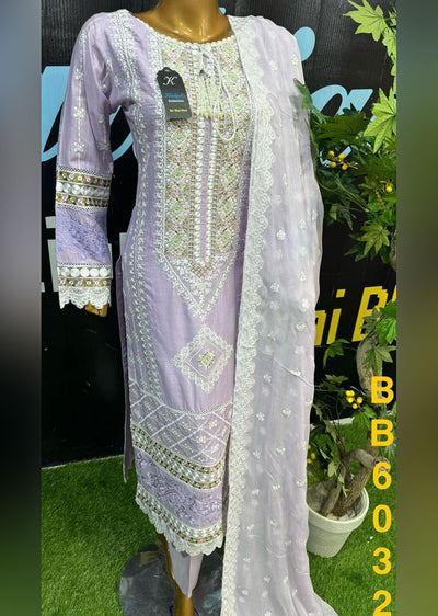 ASK801 Readymade Lilac Cotton Suit - Memsaab Online