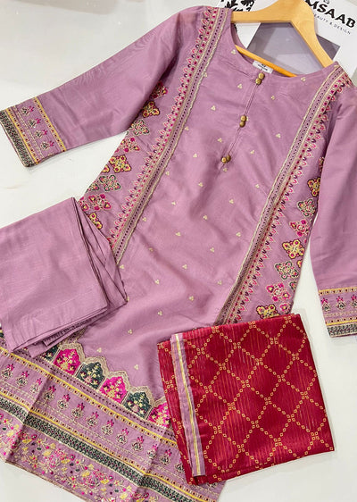 KLD301 Zimal - Lilac Readymade Khadi Net Suit - Memsaab Online