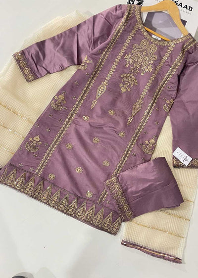 KLD316 Falak - Lilac Readymade Khadi Net Suit - Memsaab Online