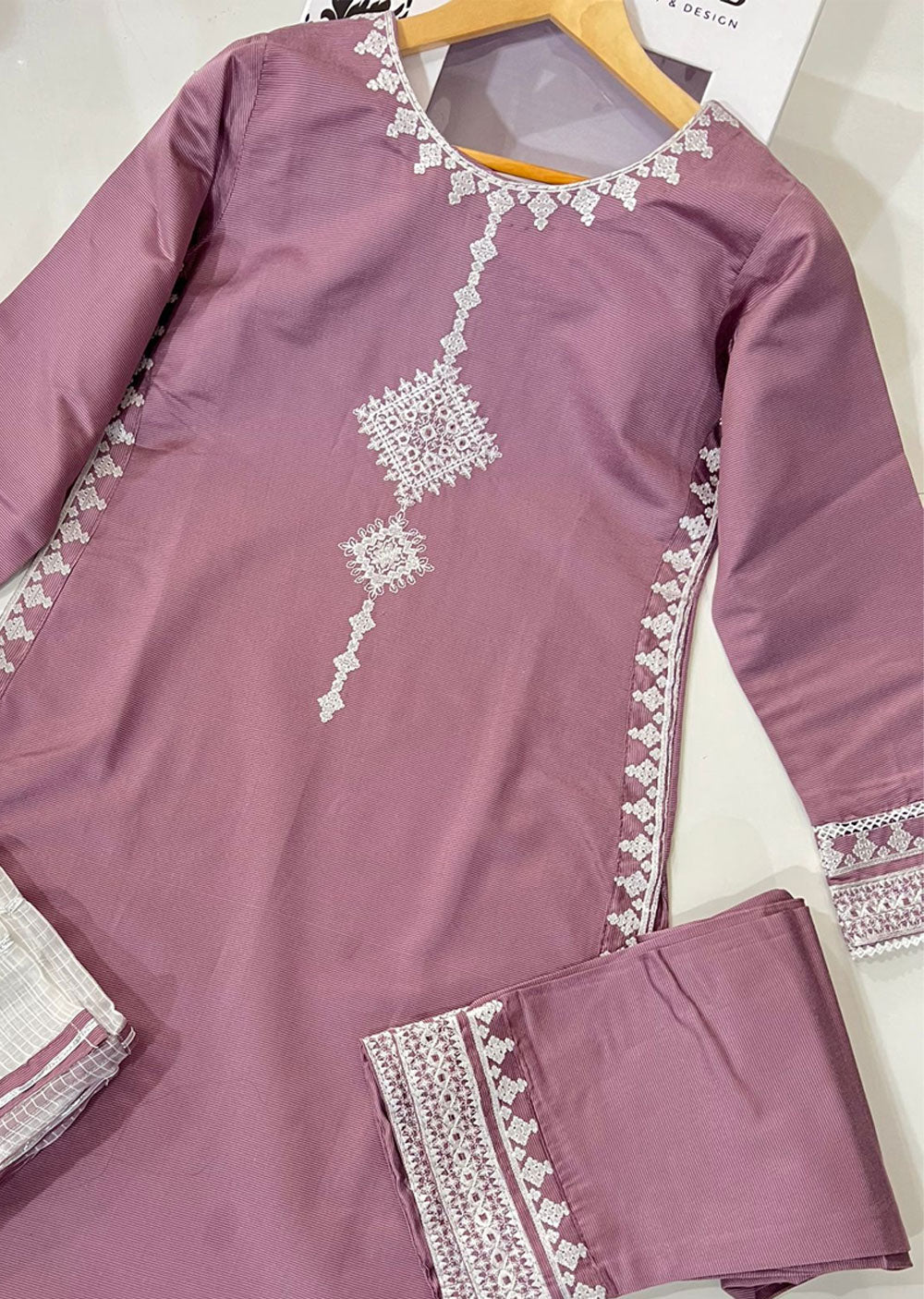 KLD303 Aynoor - Lilac Readymade Khadi Net Suit - Memsaab Online