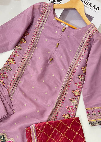 KLD301 Zimal - Lilac Readymade Khadi Net Suit - Memsaab Online