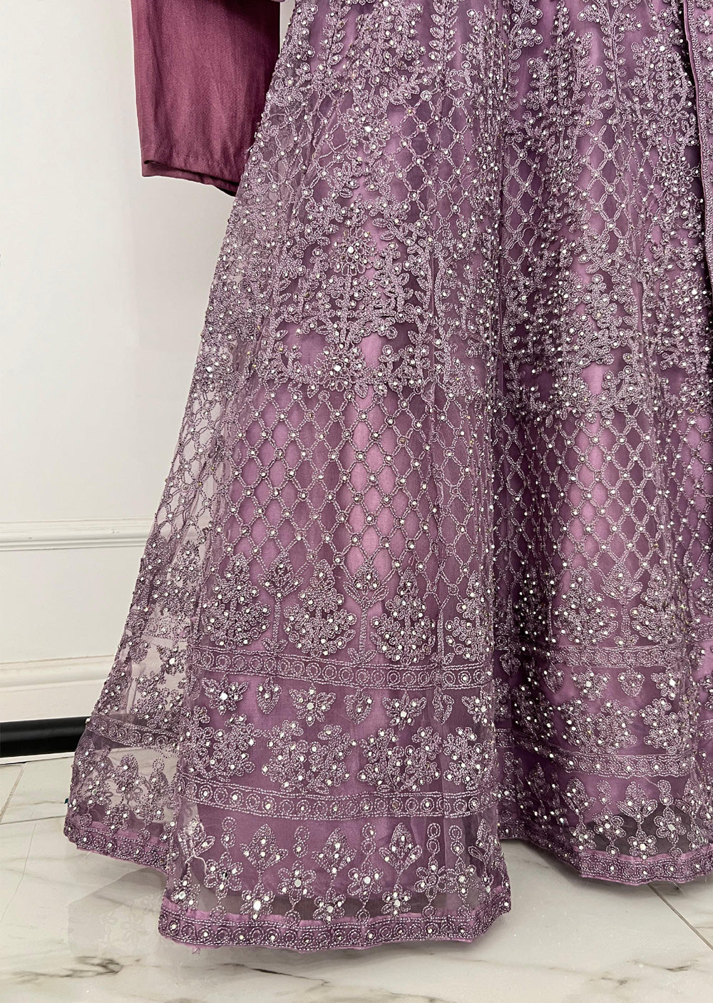 RH2104 Maya - Lilac Fancy Net Maxi Dress - Memsaab Online