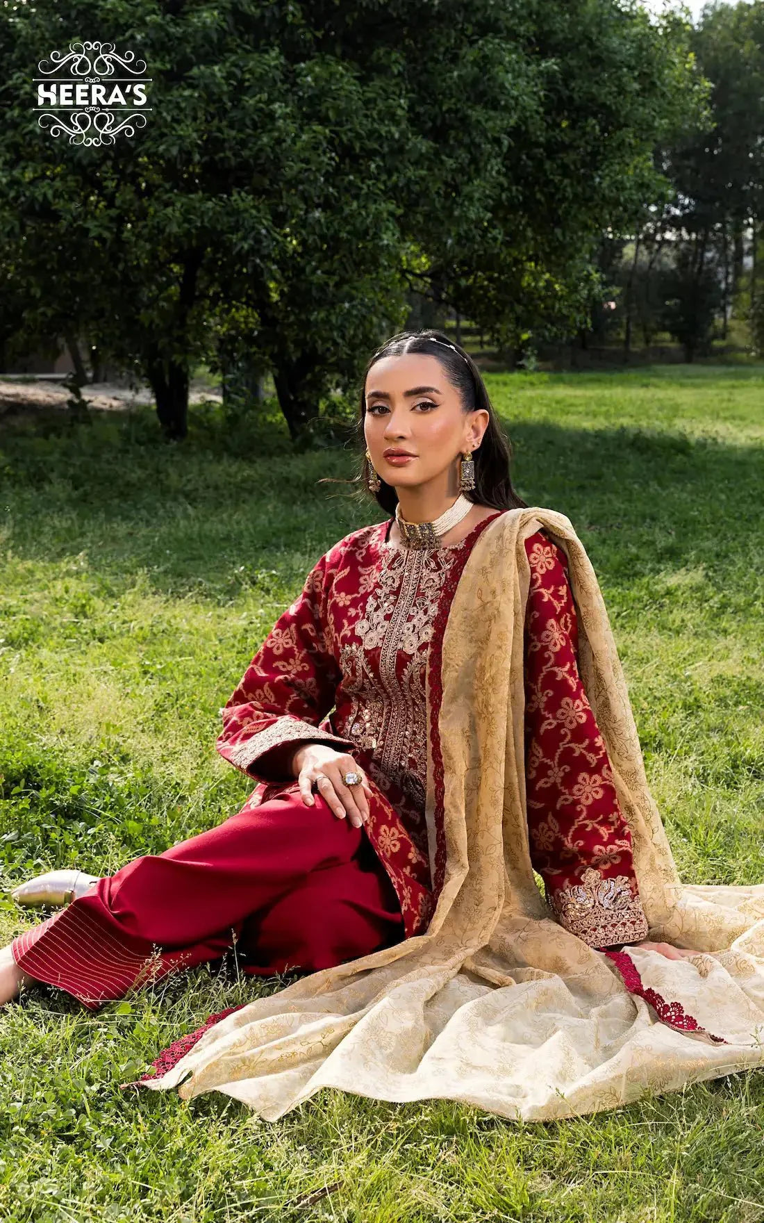 HSS-352- Readymade LUCERA MAROON FARSHI Heeras Suit - Memsaab Online