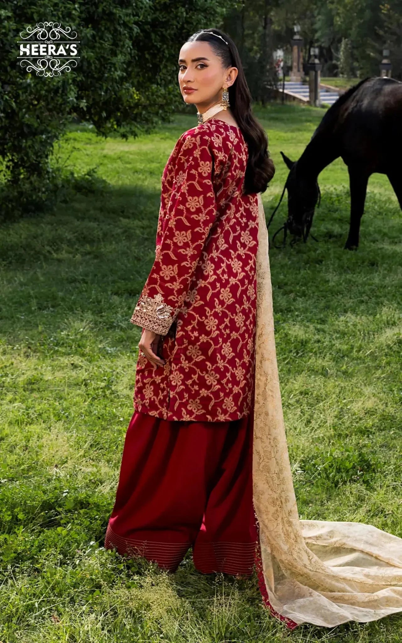 HSS-352- Readymade LUCERA MAROON FARSHI Heeras Suit - Memsaab Online