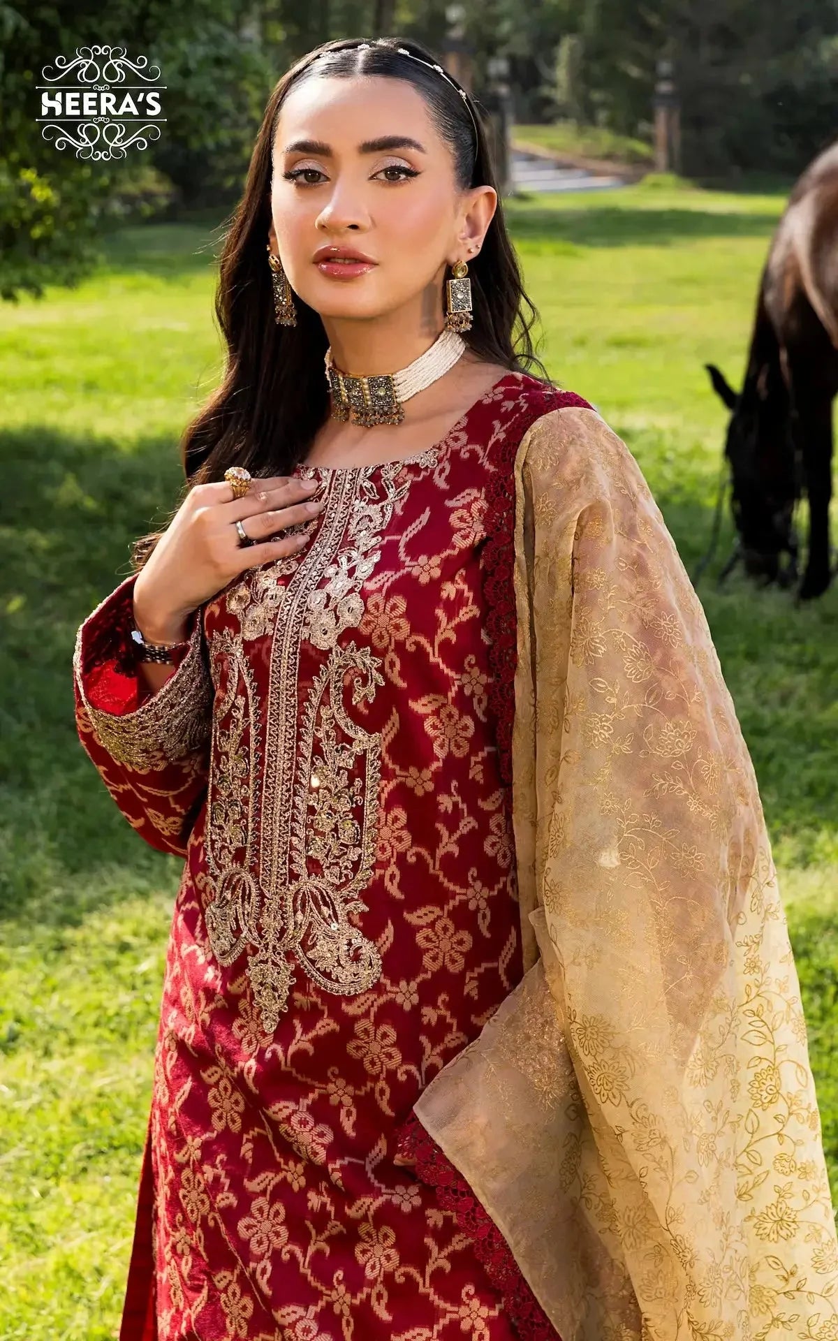 HSS-352- Readymade LUCERA MAROON FARSHI Heeras Suit - Memsaab Online