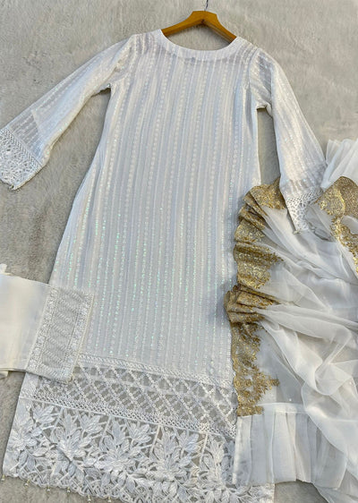 UMR901 Rixos - White Memsaab Formal Chiffon Suit - Memsaab Online