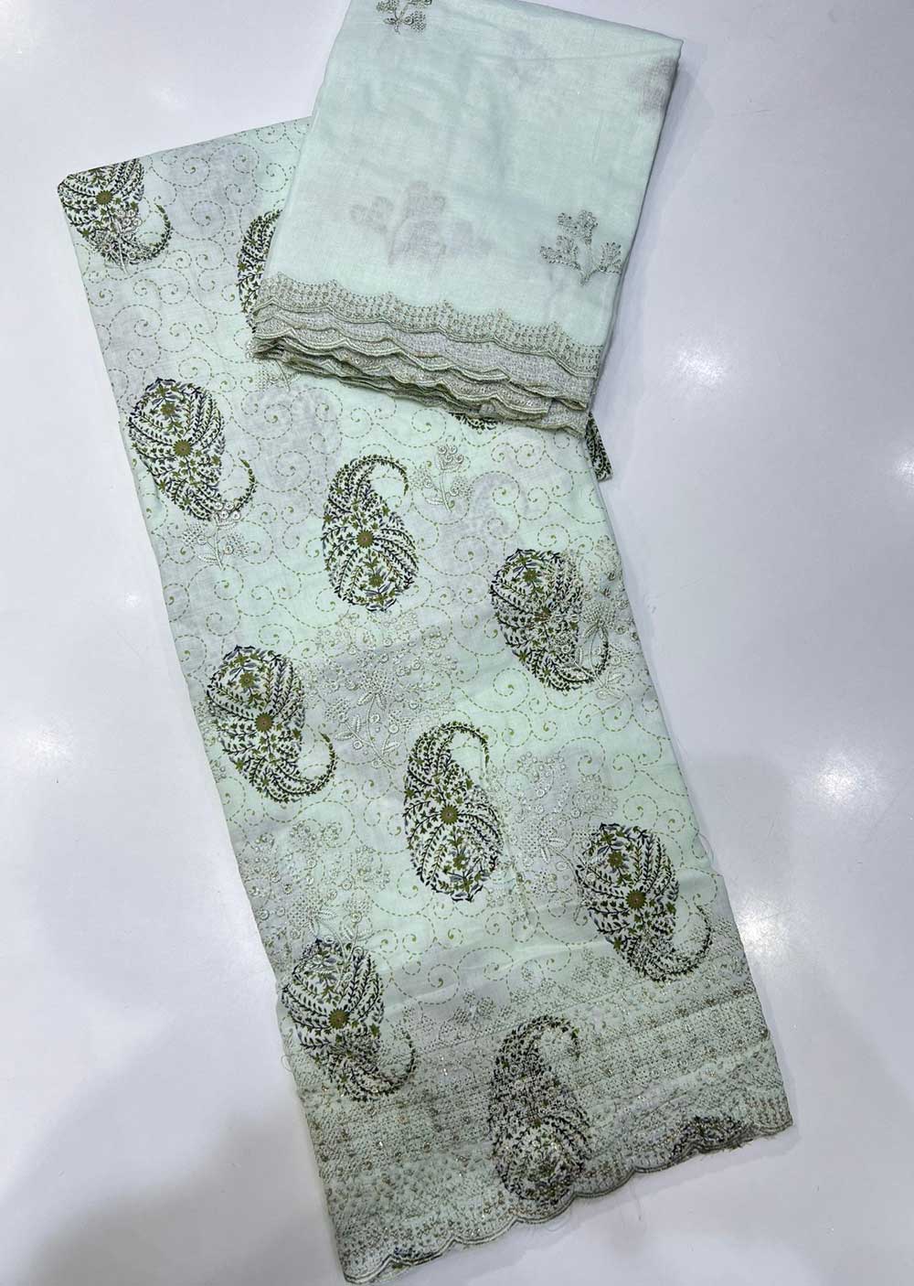 OP15146 Mint Unstitched Garima Cotton Suit - Memsaab Online